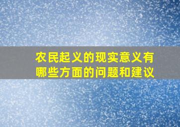 农民起义的现实意义有哪些方面的问题和建议