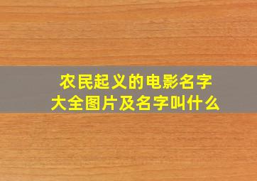 农民起义的电影名字大全图片及名字叫什么