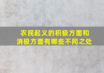 农民起义的积极方面和消极方面有哪些不同之处