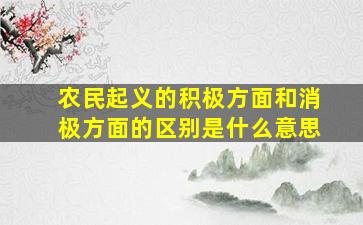 农民起义的积极方面和消极方面的区别是什么意思