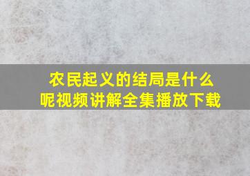 农民起义的结局是什么呢视频讲解全集播放下载