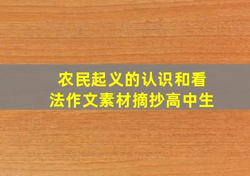 农民起义的认识和看法作文素材摘抄高中生