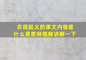 农民起义的课文内容是什么意思呀视频讲解一下