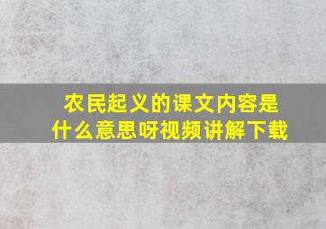 农民起义的课文内容是什么意思呀视频讲解下载