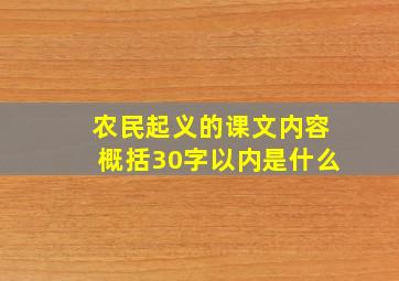 农民起义的课文内容概括30字以内是什么