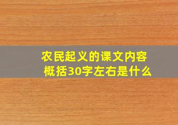 农民起义的课文内容概括30字左右是什么