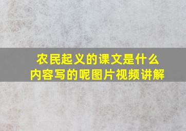 农民起义的课文是什么内容写的呢图片视频讲解