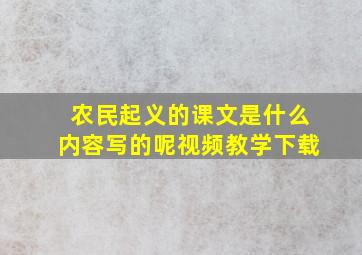 农民起义的课文是什么内容写的呢视频教学下载