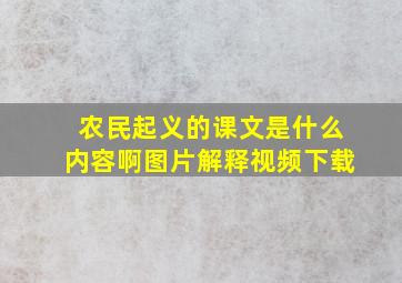 农民起义的课文是什么内容啊图片解释视频下载