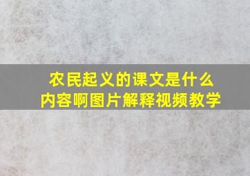 农民起义的课文是什么内容啊图片解释视频教学