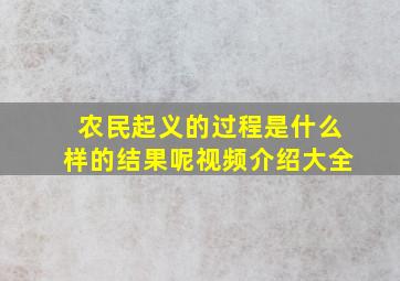 农民起义的过程是什么样的结果呢视频介绍大全