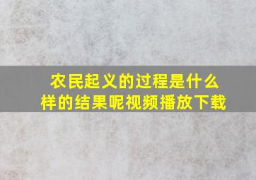 农民起义的过程是什么样的结果呢视频播放下载