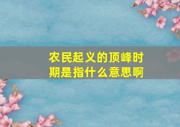 农民起义的顶峰时期是指什么意思啊