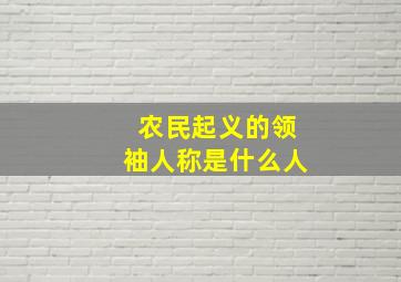 农民起义的领袖人称是什么人