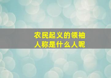 农民起义的领袖人称是什么人呢