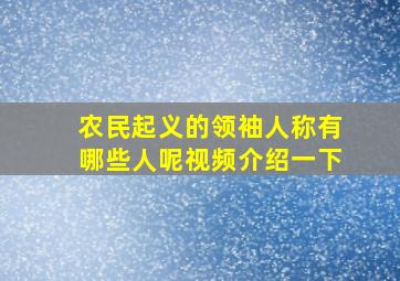 农民起义的领袖人称有哪些人呢视频介绍一下