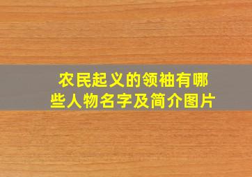 农民起义的领袖有哪些人物名字及简介图片