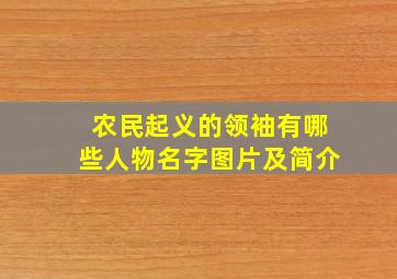 农民起义的领袖有哪些人物名字图片及简介