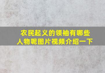 农民起义的领袖有哪些人物呢图片视频介绍一下