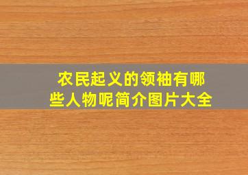 农民起义的领袖有哪些人物呢简介图片大全