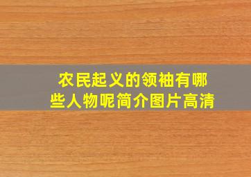 农民起义的领袖有哪些人物呢简介图片高清