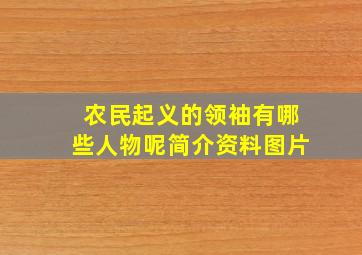 农民起义的领袖有哪些人物呢简介资料图片