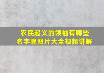 农民起义的领袖有哪些名字呢图片大全视频讲解