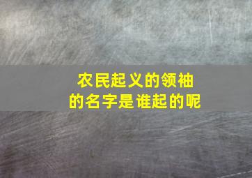 农民起义的领袖的名字是谁起的呢