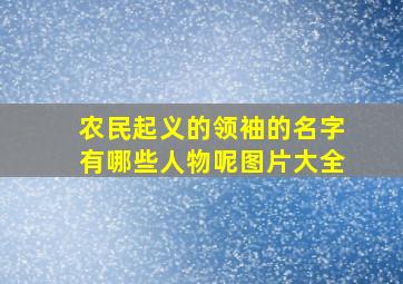 农民起义的领袖的名字有哪些人物呢图片大全