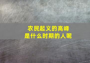 农民起义的高峰是什么时期的人呢