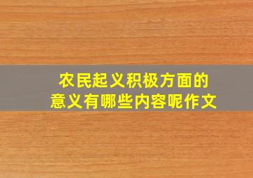 农民起义积极方面的意义有哪些内容呢作文