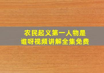 农民起义第一人物是谁呀视频讲解全集免费