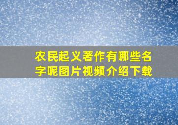 农民起义著作有哪些名字呢图片视频介绍下载