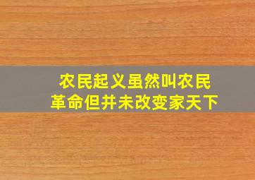 农民起义虽然叫农民革命但并未改变家天下