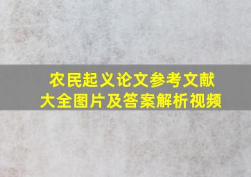 农民起义论文参考文献大全图片及答案解析视频