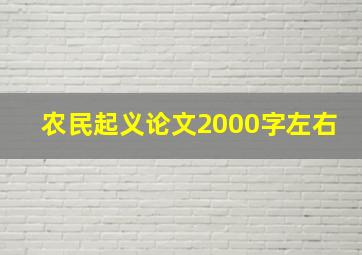 农民起义论文2000字左右