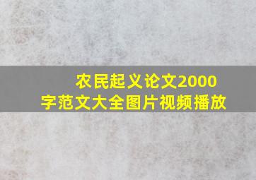 农民起义论文2000字范文大全图片视频播放