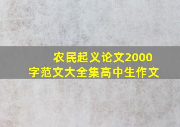 农民起义论文2000字范文大全集高中生作文