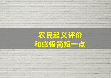 农民起义评价和感悟简短一点