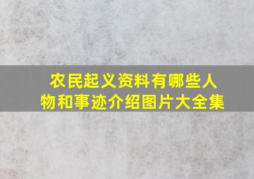 农民起义资料有哪些人物和事迹介绍图片大全集