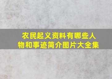 农民起义资料有哪些人物和事迹简介图片大全集