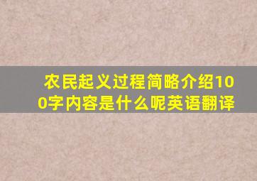 农民起义过程简略介绍100字内容是什么呢英语翻译