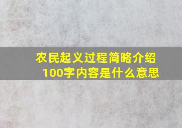 农民起义过程简略介绍100字内容是什么意思