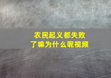 农民起义都失败了嘛为什么呢视频