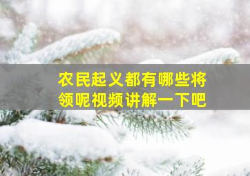 农民起义都有哪些将领呢视频讲解一下吧