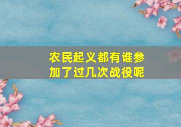 农民起义都有谁参加了过几次战役呢