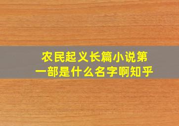 农民起义长篇小说第一部是什么名字啊知乎