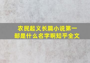 农民起义长篇小说第一部是什么名字啊知乎全文