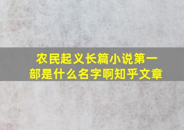 农民起义长篇小说第一部是什么名字啊知乎文章