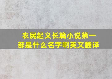 农民起义长篇小说第一部是什么名字啊英文翻译